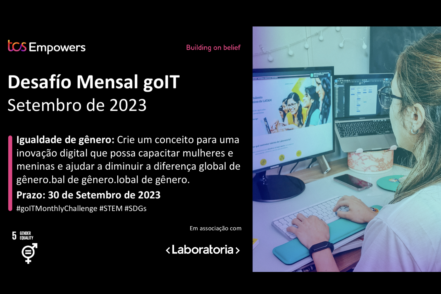 El blog de Laboratoria destaca el desafío mensual de goIT en septiembre que se enfoca en cerrar la brecha de género en tecnología. 