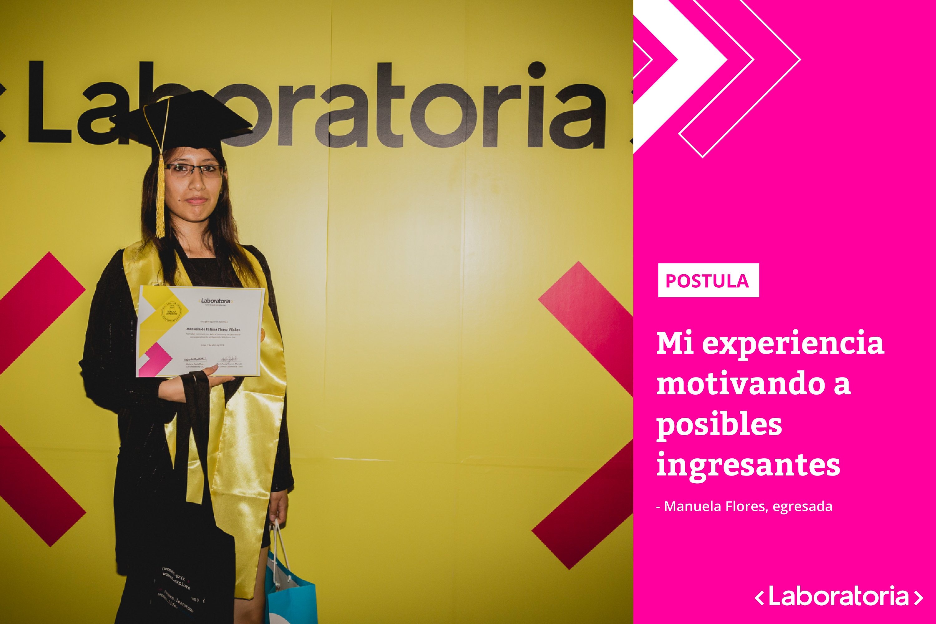 Manuela, egresada de Laboratoria desde el 2017, cuenta su experiencia motivando a posibles integrantes del bootcamp, con una dosis de motivación.